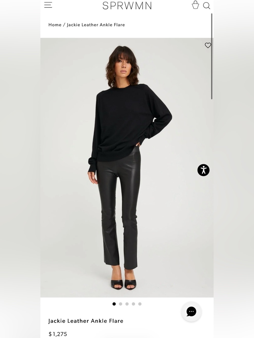 SPRWMN Jackie Leather Ankle Flare Pants in Black New Without Tags Size Small.